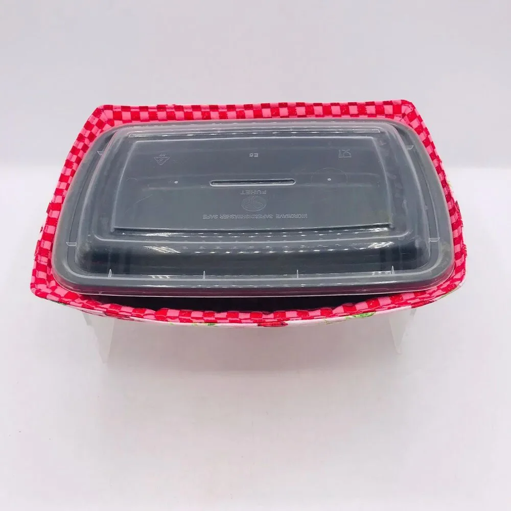 Reversible Microwave Cozie For Takeout Containers Cottage Core Cherry Fabric